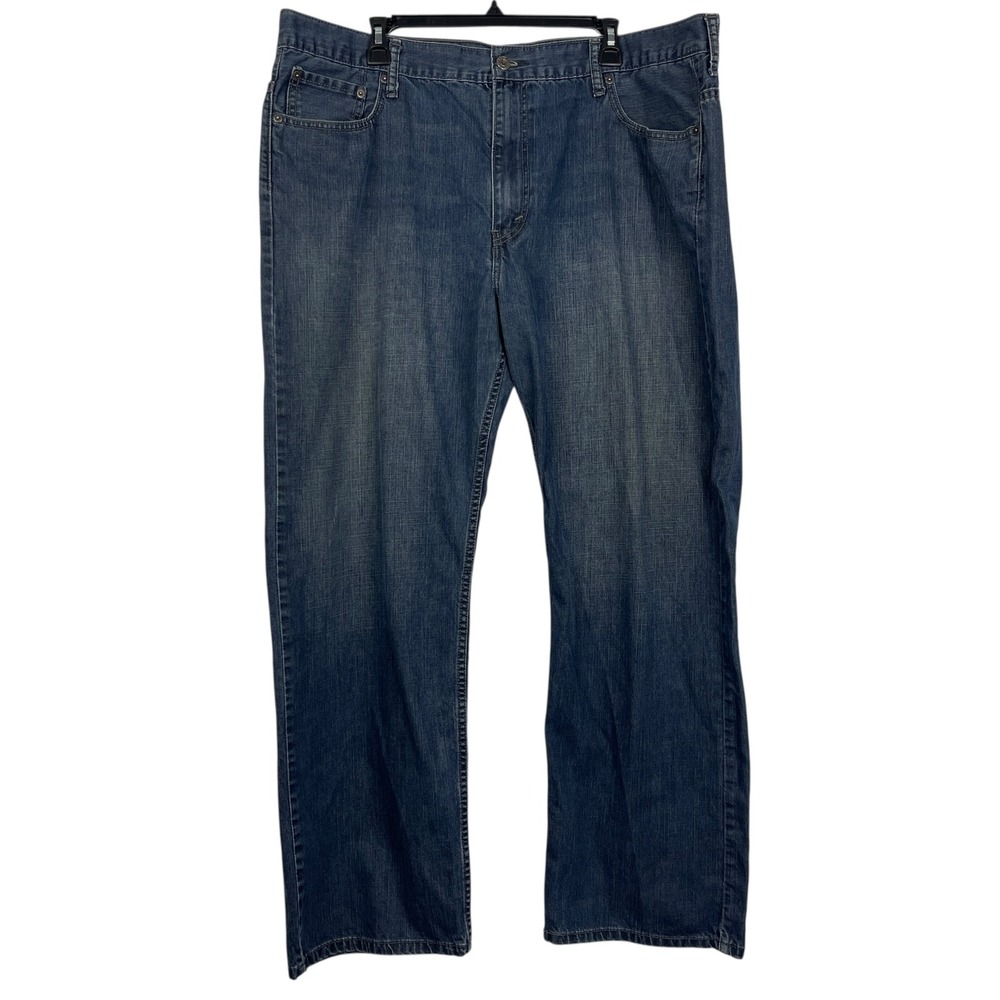 Levis 569‎ Loose Straight 42x32 Baggy Medium Wash Cotton Denim Blue Jeans Zip